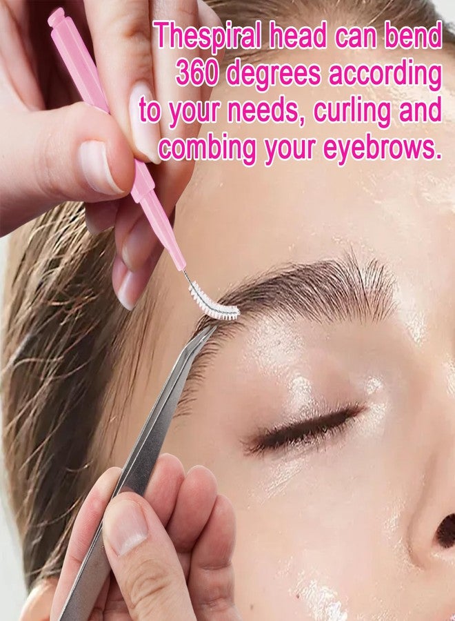 PKRFCJ 100 PCS Brow Lamination Supplies, Brow Lamination Brush, Multi Function Micro Eyebrow Brush, Suitable for Eyelash and Eyebrow Extension Tools (Rose Red) - Image 4